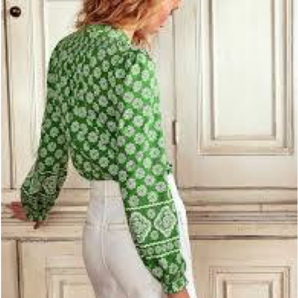 Boden Green Fay Smocked Jersey Shirt  green - Picture 3 of 13